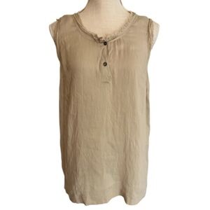 DOLCE & GABBANA Sleeveless Shirt Top Beige Buttons Viscose Silk Sz 40